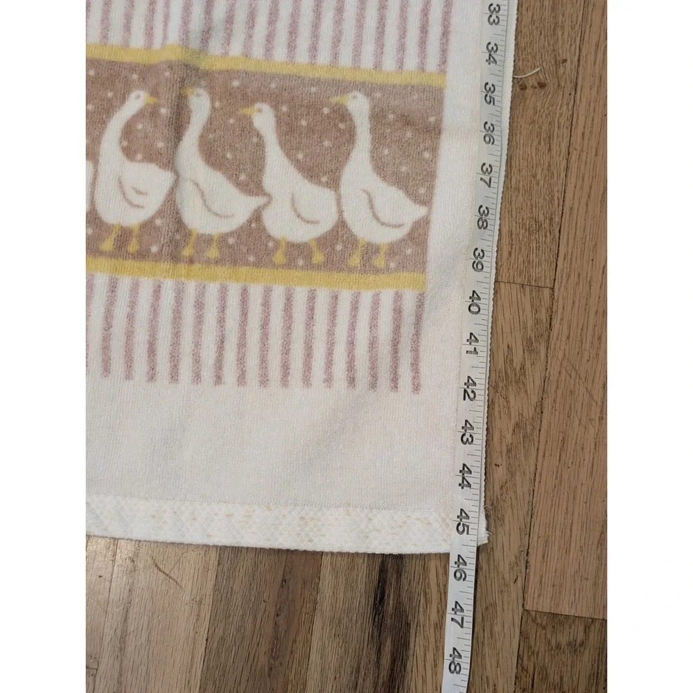 VTG Fieldcrest White Geese Brown Pink Yellow 3 Piece Bath Towel Set